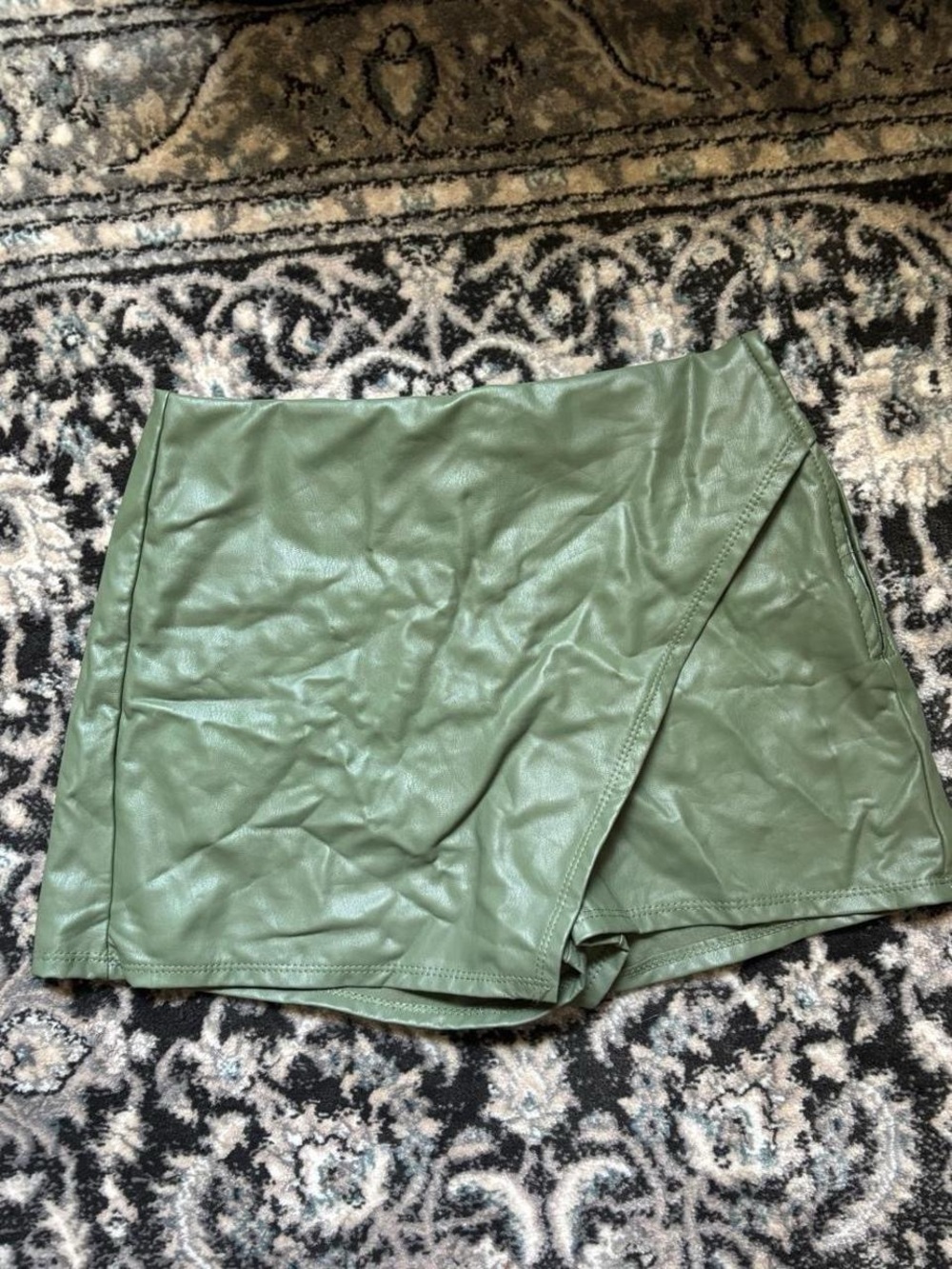 Altar'd State Olive Green Faux Leather Skort